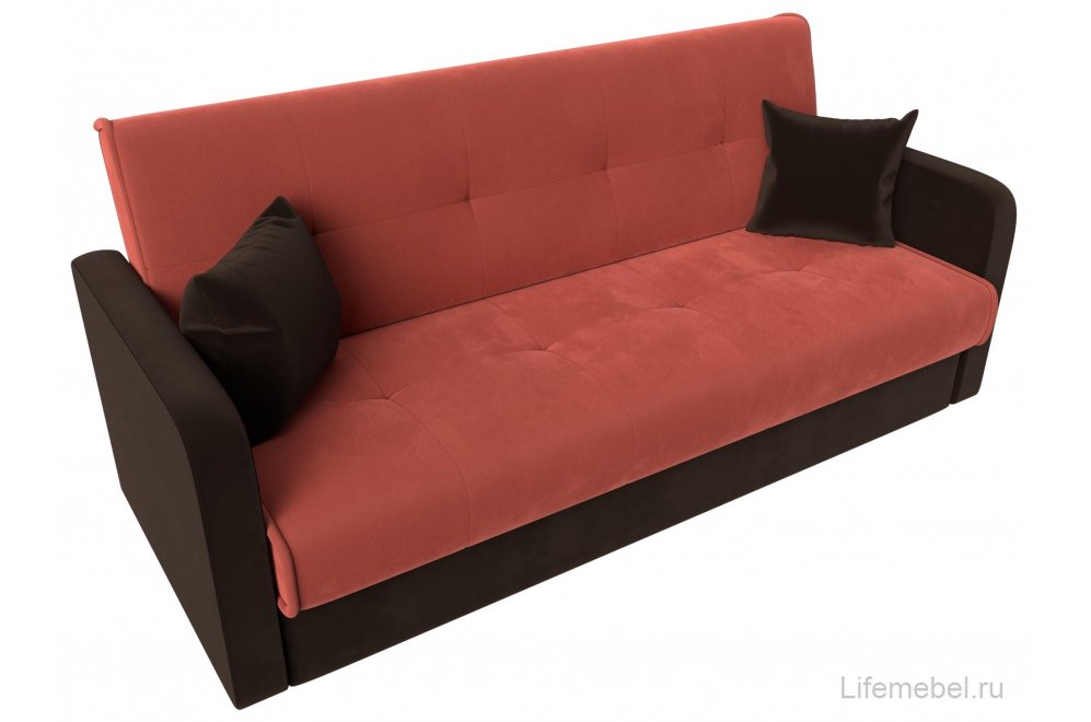 Диван Надежда коралловый / коричневый микровельвет Диван Надежда коралловый / коричневый микровельвет