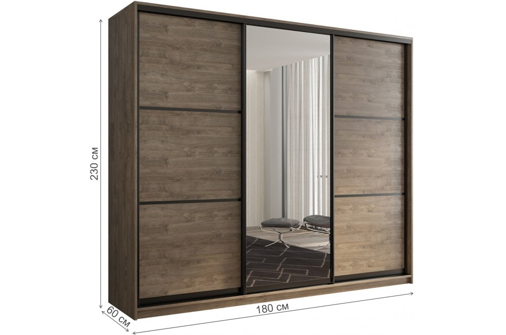 Шкаф-купе Кааппи 2 180х60 дуб харбор эспрессо Шкаф-купе Кааппи 2 180х60 дуб харбор эспрессо