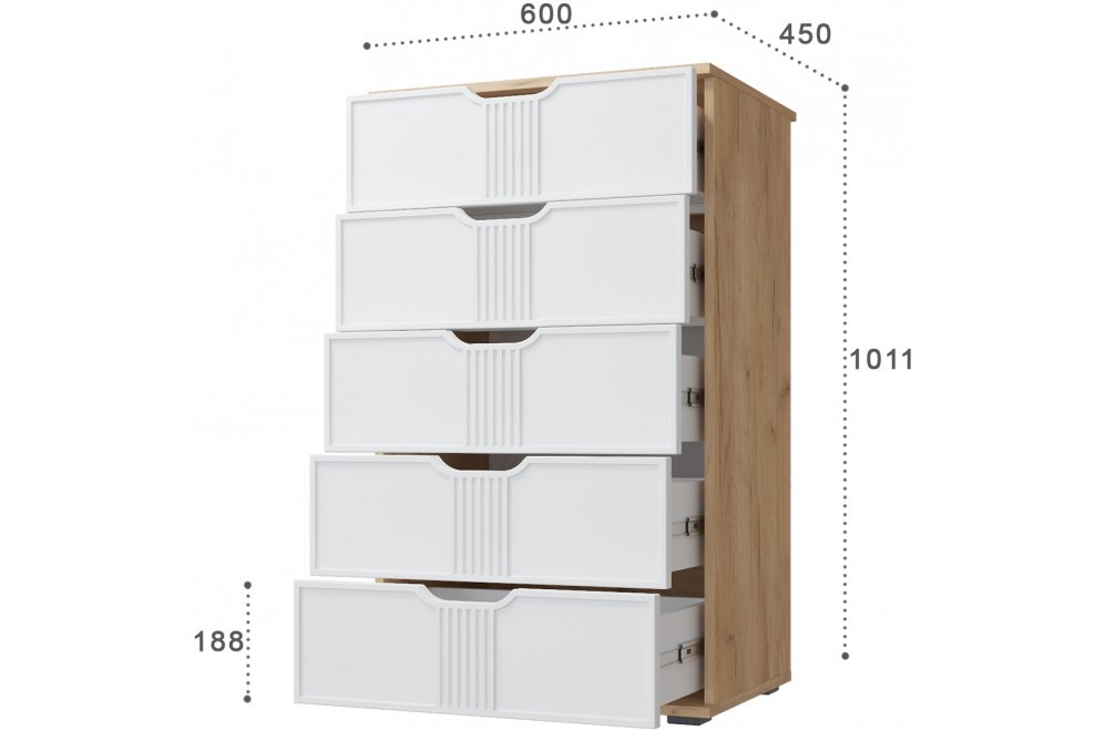 Комод Эмилия ЭЛ-18 дуб крафт золотой / меренга Комод Эмилия ЭЛ-18 дуб крафт золотой / меренга