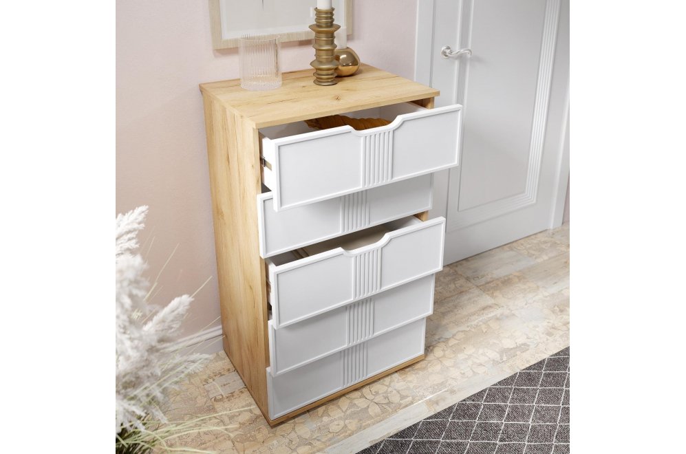 Комод Эмилия ЭЛ-18 дуб крафт золотой / меренга Комод Эмилия ЭЛ-18 дуб крафт золотой / меренга