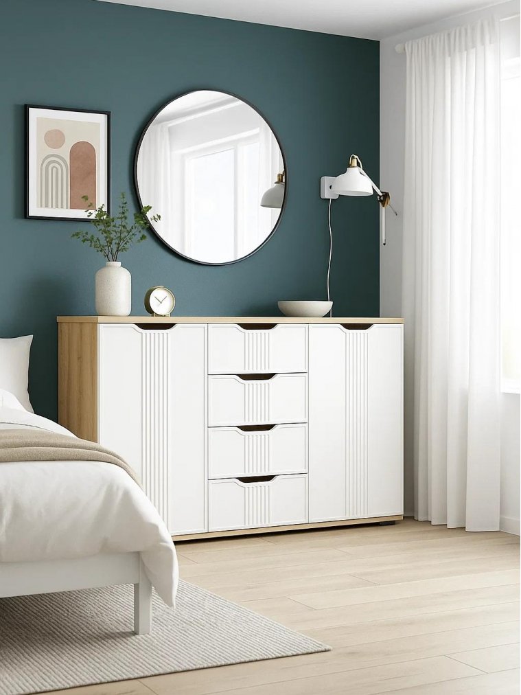 Комод Эмилия ЭЛ-21 дуб крафт золотой / меренга Комод Эмилия ЭЛ-21 дуб крафт золотой / меренга