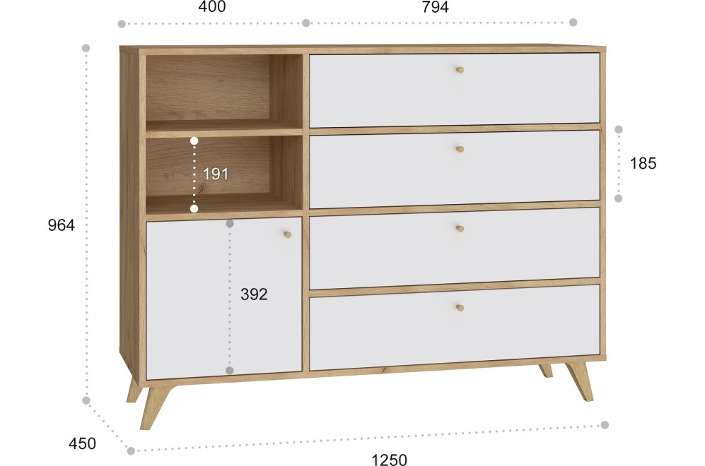 Комод Ирма ИР-12 дуб крафт / белый структурный Комод Ирма ИР-12 дуб крафт / белый структурный