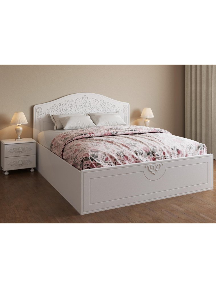 Двуспальная кровать Ассоль АС-30 160х200 с ПМ белое дерево Двуспальная кровать Ассоль АС-30 160х200 с ПМ белое дерево