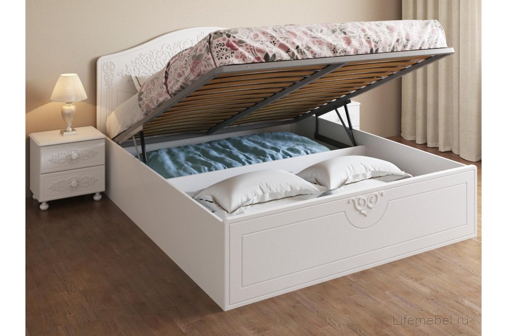 Двуспальная кровать Ассоль АС-30 160х200 с ПМ белое дерево Двуспальная кровать Ассоль АС-30 160х200 с ПМ белое дерево