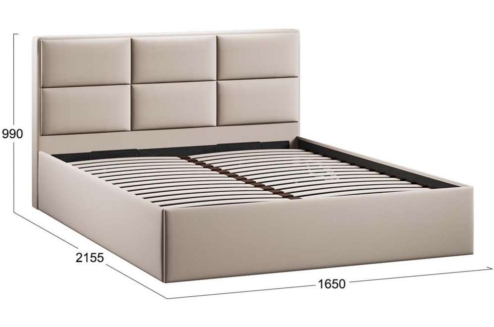 Двуспальная кровать Стелла Тип 1 160х200 c ПМ велюр confetti cream Двуспальная кровать Стелла Тип 1 160х200 c ПМ велюр confetti cream