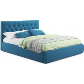 Двуспальная кровать Verona 160х200 синий велюр