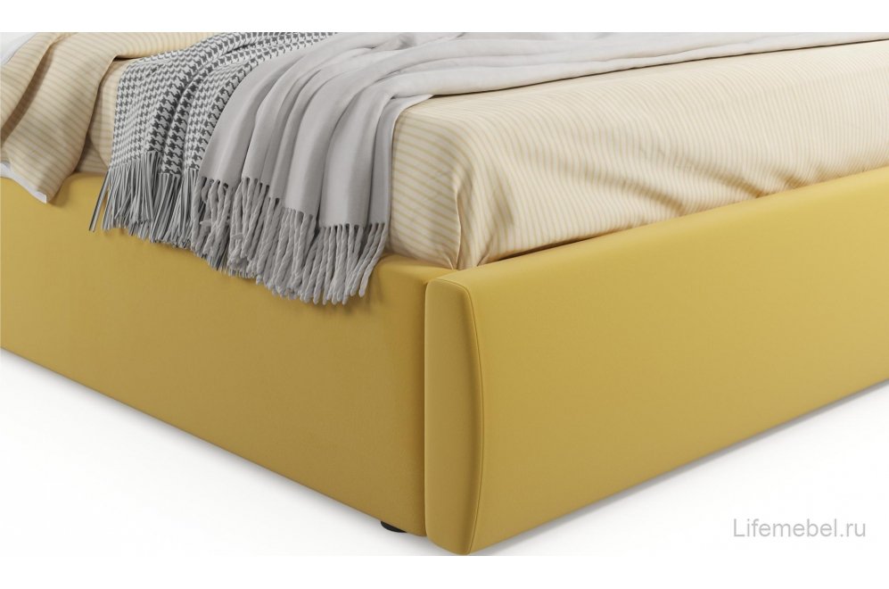 Двуспальная кровать Verona 180х200 с ПМ желтый велюр Двуспальная кровать Verona 180х200 с ПМ желтый велюр