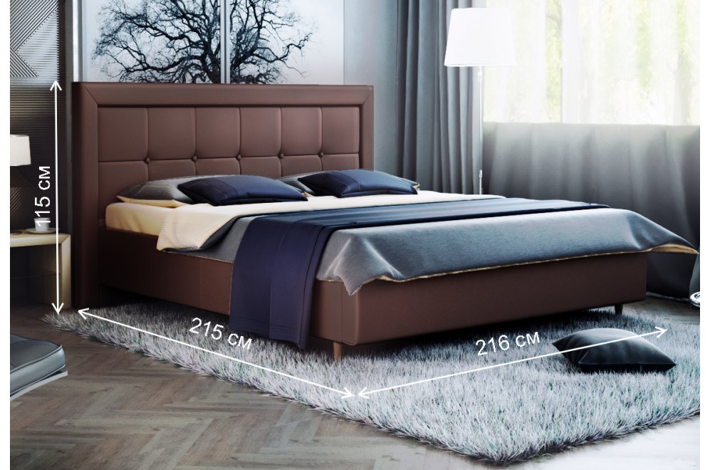 Кровать двуспальная Афродита-8-1 180 х 200 см с ПМ велюр shaggy choco Кровать двуспальная Афродита-8-1 180 х 200 см с ПМ велюр shaggy choco