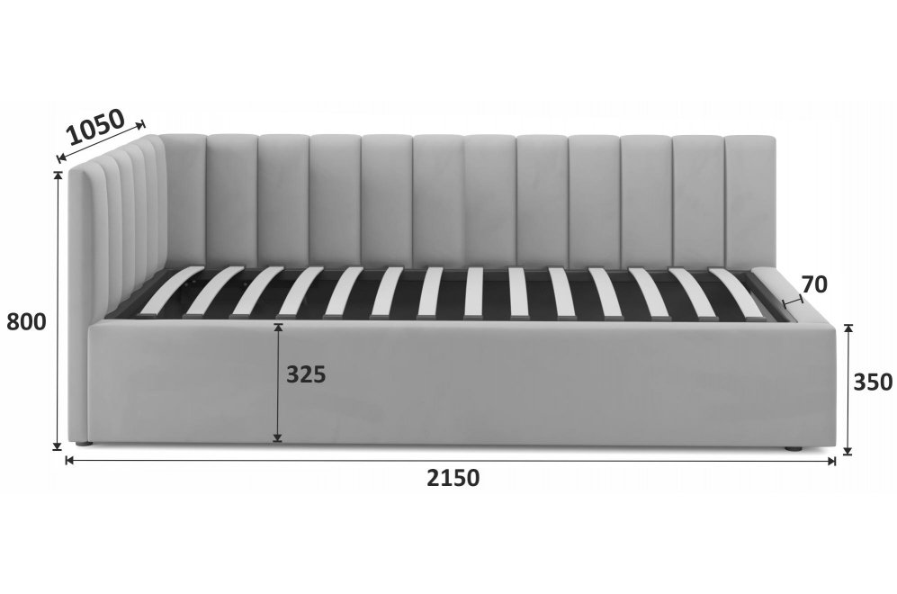 Тахта Milena 90х200 с ПМ черный велюр Тахта Milena 90х200 с ПМ черный велюр