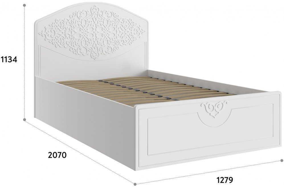 Полутораспальная кровать Ассоль АС-68 120х200 с ПМ белое дерево Полутораспальная кровать Ассоль АС-68 120х200 с ПМ белое дерево