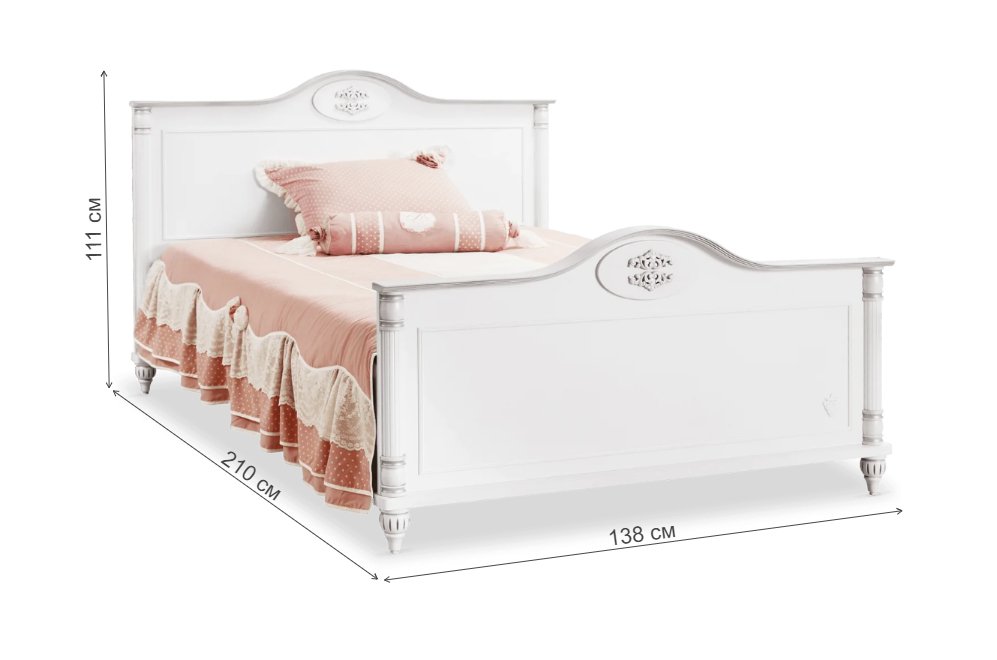 Полутораспальная кровать Romantic 120x200 белая с матрасом Полутораспальная кровать Romantic 120x200 белая с матрасом