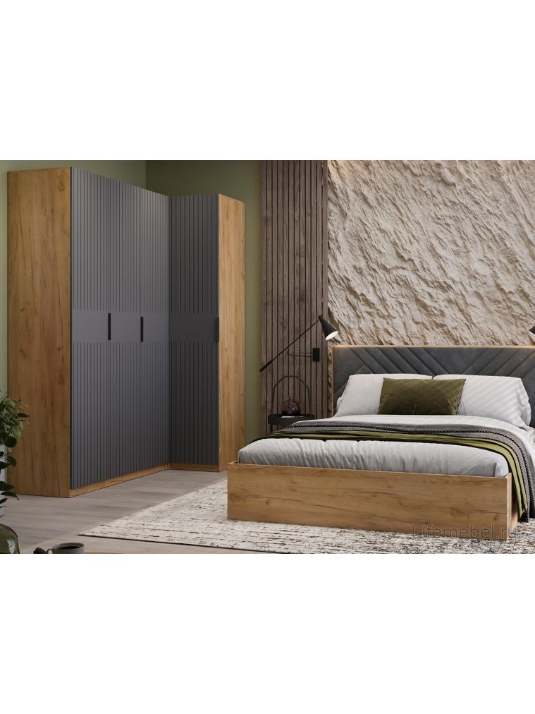 Шкаф Хилтон угловой дуб крафт золотой / графит матовый Шкаф Хилтон угловой дуб крафт золотой / графит матовый