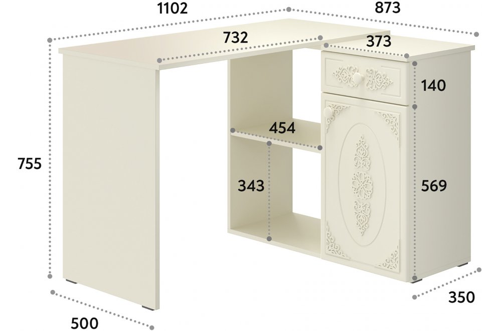 Письменный стол Ассоль плюс АС-67 ваниль Письменный стол Ассоль плюс АС-67 ваниль