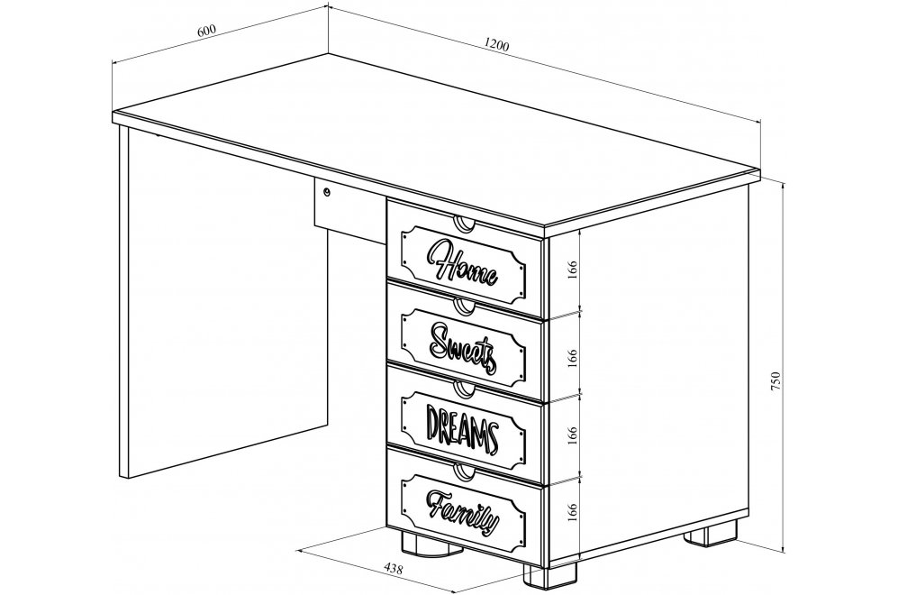 Письменный стол ДримСтар ДС-3 дуб эвок / дуб сонома темный Письменный стол ДримСтар ДС-3 дуб эвок / дуб сонома темный