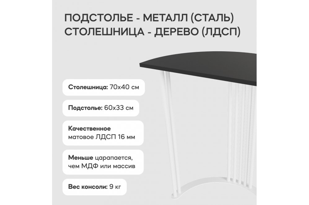 Консольный столик Violur 40x75x70 черный / белый металл Консольный столик Violur 40x75x70 черный / белый металл