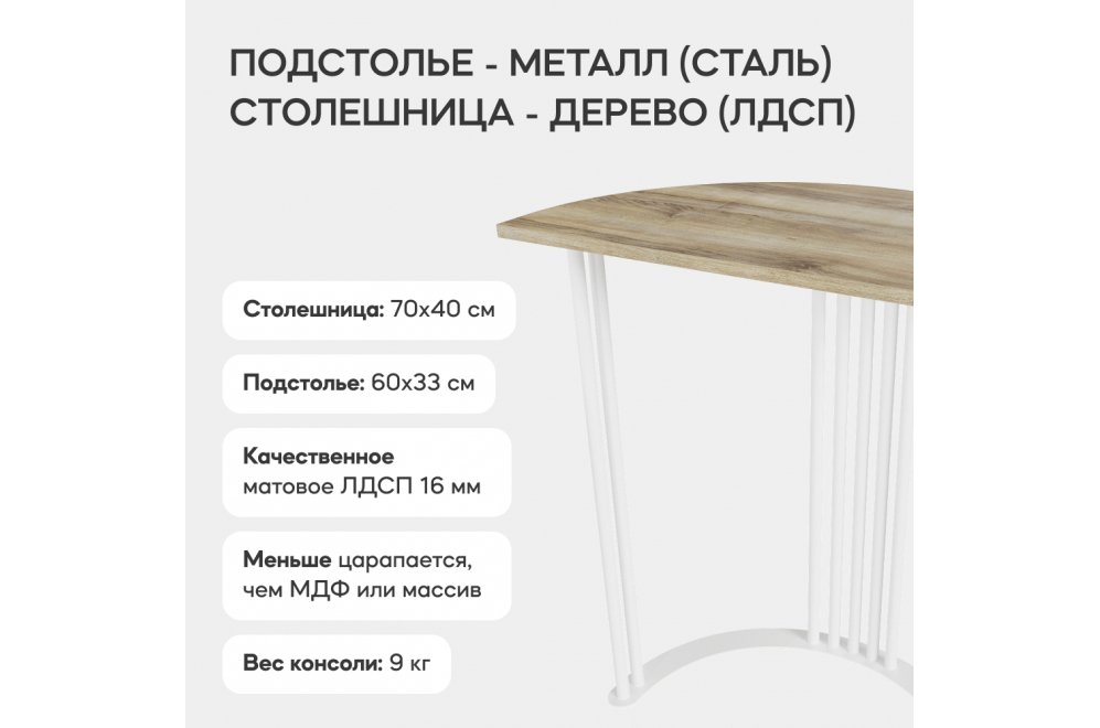 Консольный столик Violur 40x75x70 лдсп / белый металл Консольный столик Violur 40x75x70 лдсп / белый металл