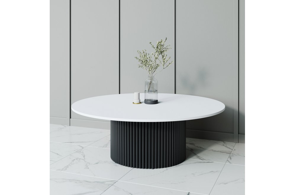 Журнальный столик Trubis Wood 120x40x120 белый / черный металл Журнальный столик Trubis Wood 120x40x120 белый / черный металл