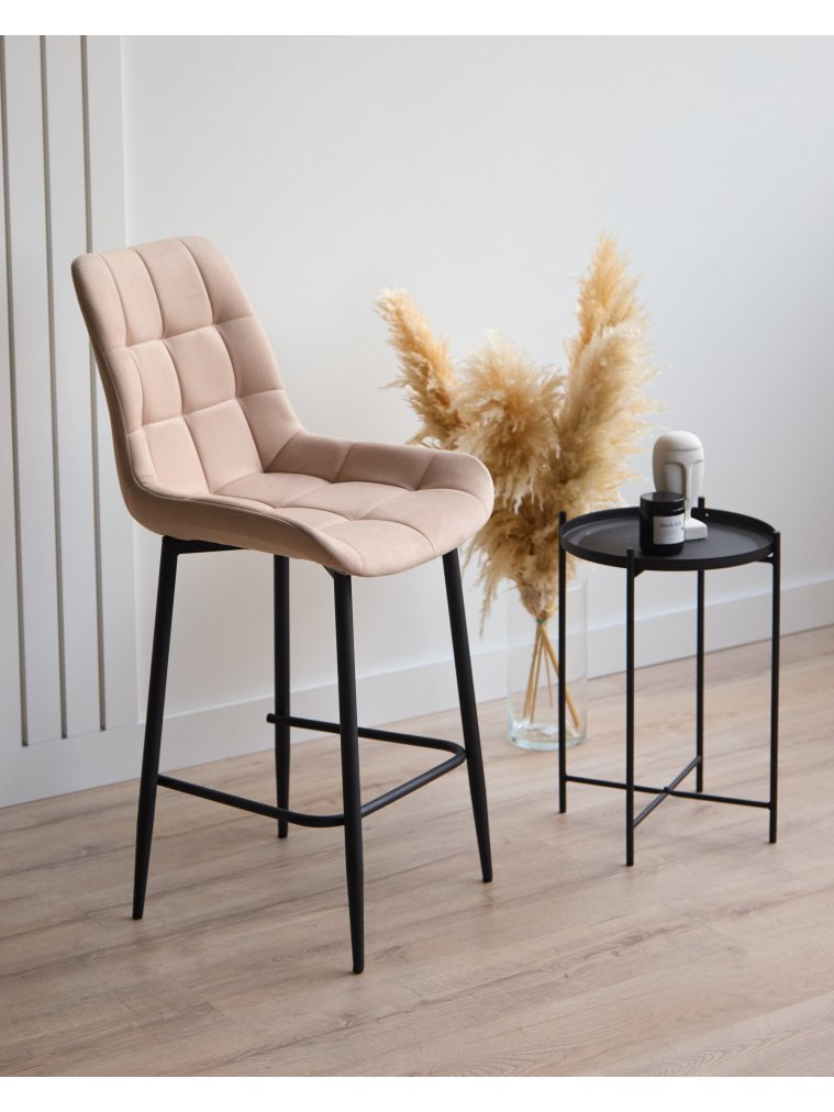 Полубарный стул Челси бежевый (zd 210) / черный Полубарный стул Челси бежевый (zd 210) / черный