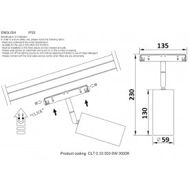 Магнитный трековый светильник CLT 0.33 003 12W BL 3000K