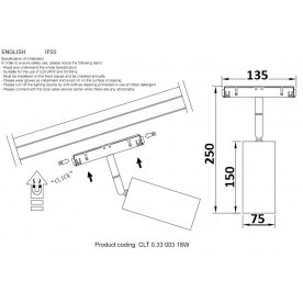 Магнитный трековый светильник CLT 0.33 003 18W BL 3000K