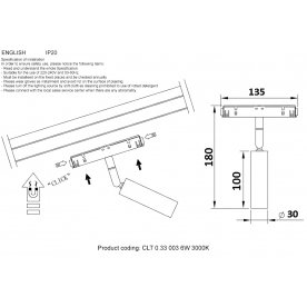 Магнитный трековый светильник CLT 0.33 003 6W BL 3000K