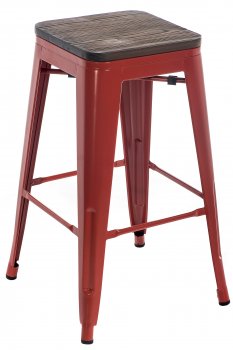 Барный стул Tolix Bar wood CColl T-2103B-26 red / brown walnut