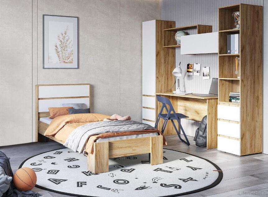 Детская комната Элла комплектация 5 белый / дуб крафт золото