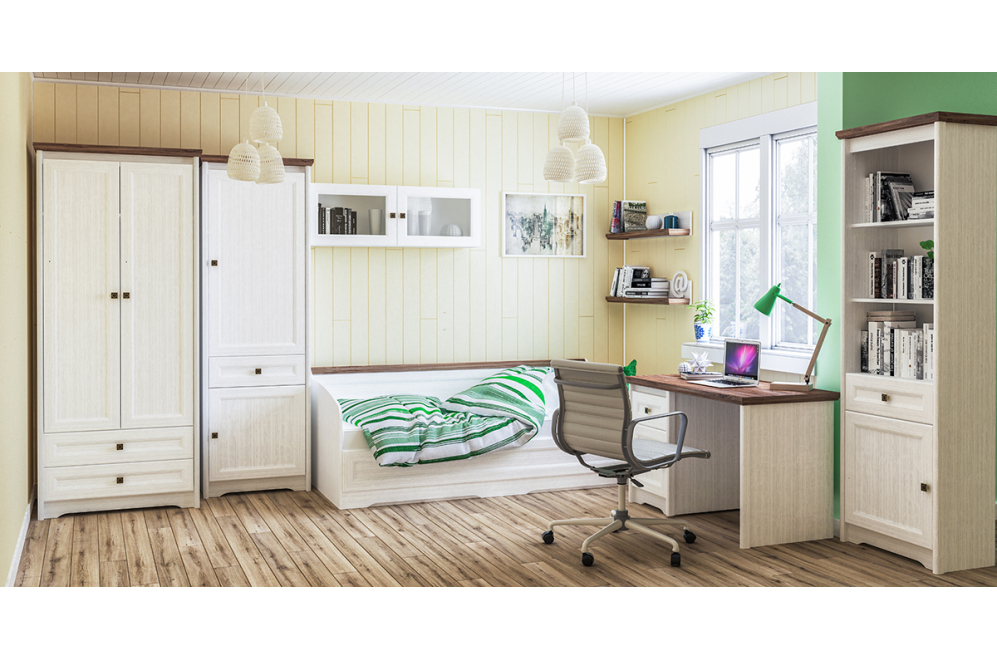 Детская комната Тиволи белый структурный / дуб стирлинг комплектация 1