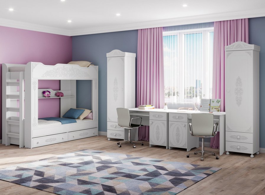 Комплект детской мебели Ассоль АС-054 белое дерево (К)