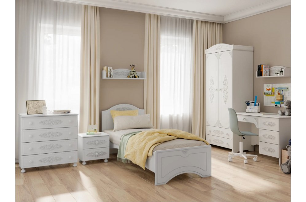 Комплект детской мебели Ассоль белое дерево комплектация 8