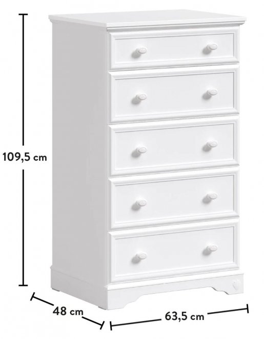 Комод детский Rustic высокий белый