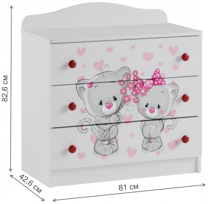 Комод Сладкий Соня белый / котята