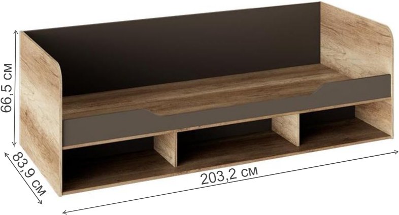 Кровать Пилигрим ТД-276.12.02 дуб каньон светлый / фон серый