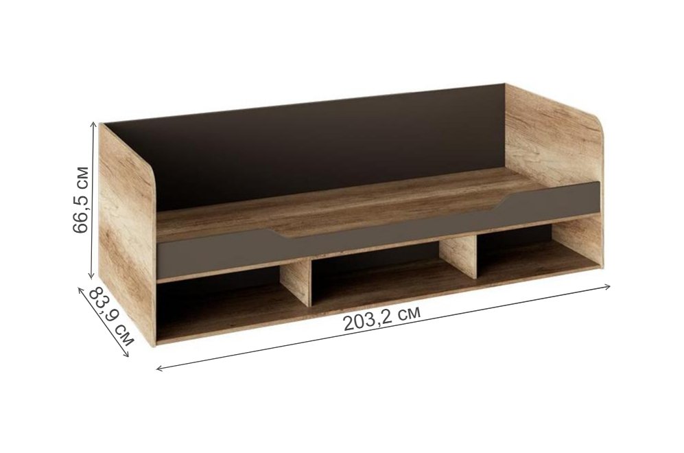 Кровать Пилигрим ТД-276.12.02 дуб каньон светлый / фон серый