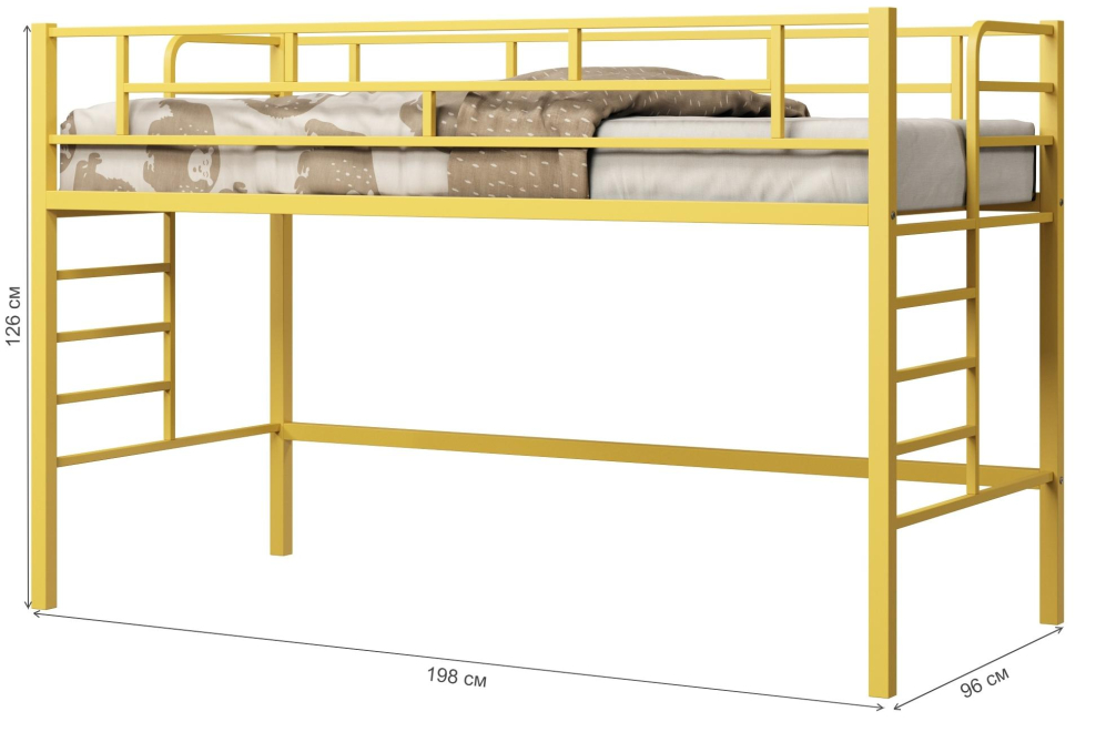 Кровать-чердак Ассоль желтый