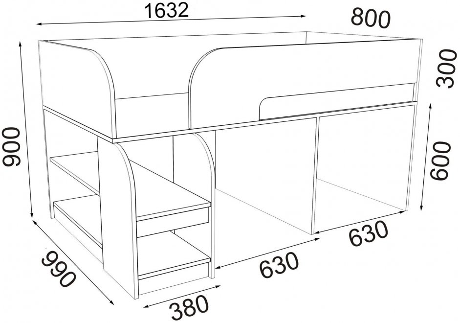 Кровать-чердак Астра 9/8 дуб молочный / розовый