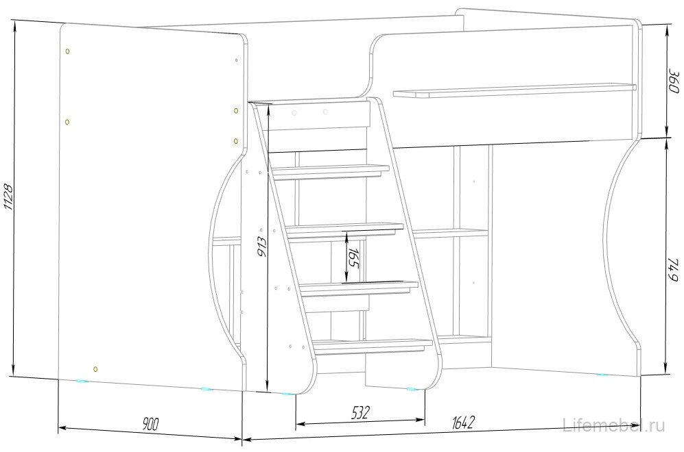 Кровать-чердак Капризун 2 Р436 оранжевая