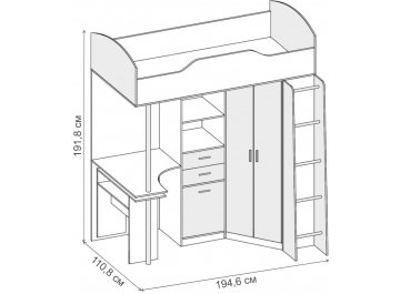 Кровать-чердак Бриз