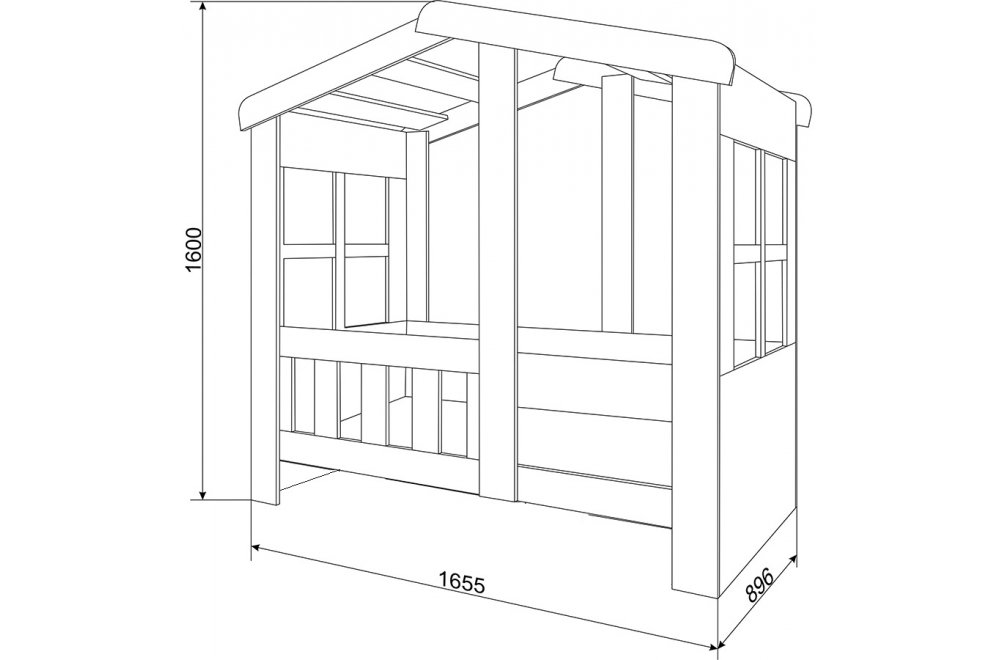 Кровать-домик Астра без ящика белый / салатовый