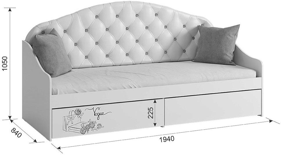 Кровать Гламур белая / белый глянец