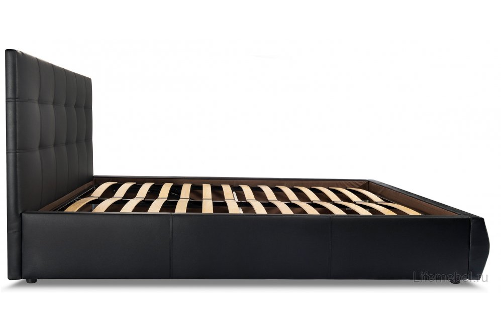 Полутораспальная кровать Афродита-2 120х200 с ПМ экокожа черная
