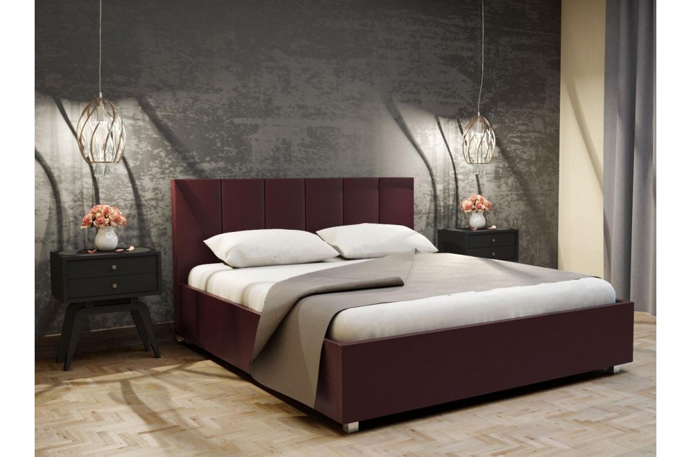 Полутораспальная кровать Афродита-3 120х200 экокожа коричневая