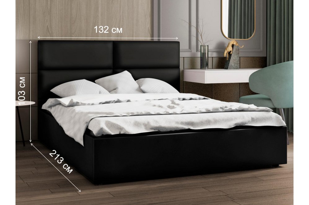 Полутораспальная кровать Афродита-4 120х200 с ПМ экокожа marvel black