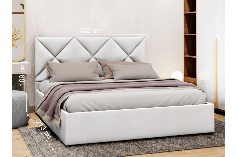 Полутораспальная кровать Афродита-6 120х200 с ПМ экокожа marvel white