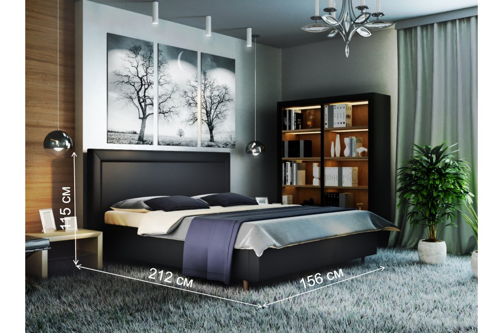 Полутораспальная кровать Афродита-8-3 120х200 с ПМ экокожа marvel black