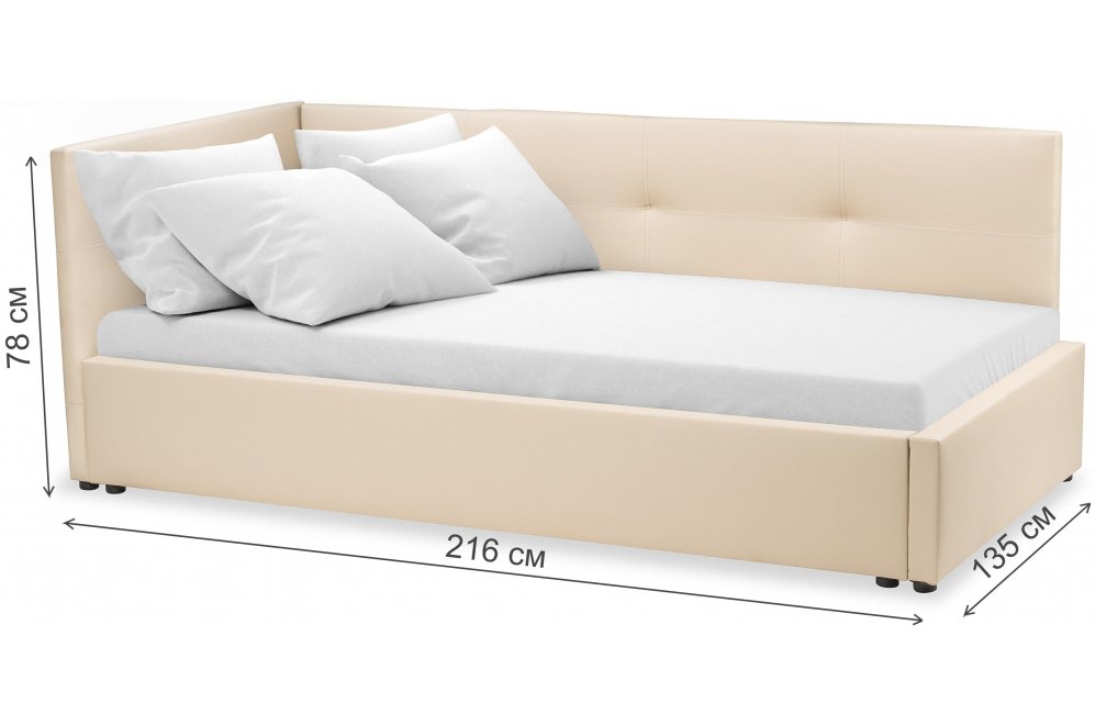 Полутораспальная кровать Каролина-1 120х200 с ПМ экокожа nice бежевая