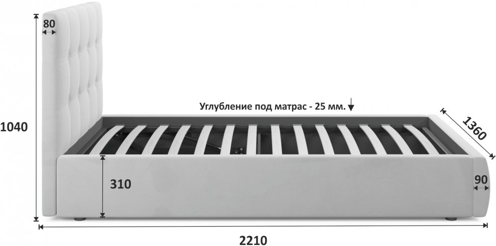 Полутораспальная кровать Selesta 120х200 с ПМ бежевый велюр