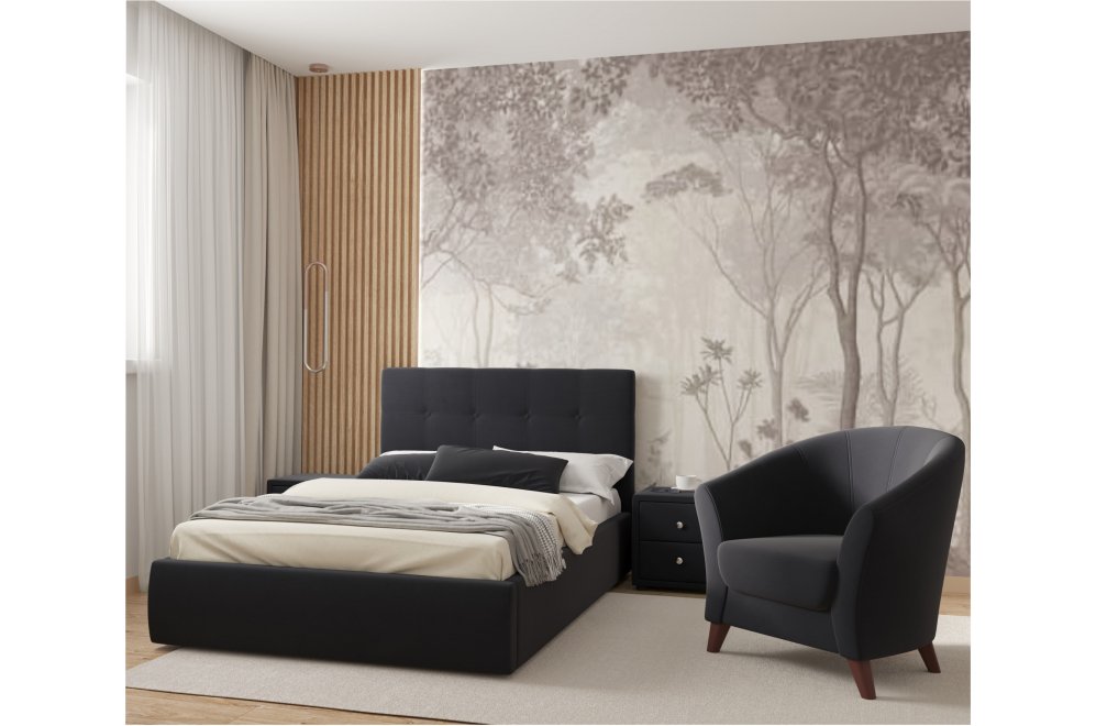 Полутораспальная кровать Selesta 120х200 с ПМ черный велюр