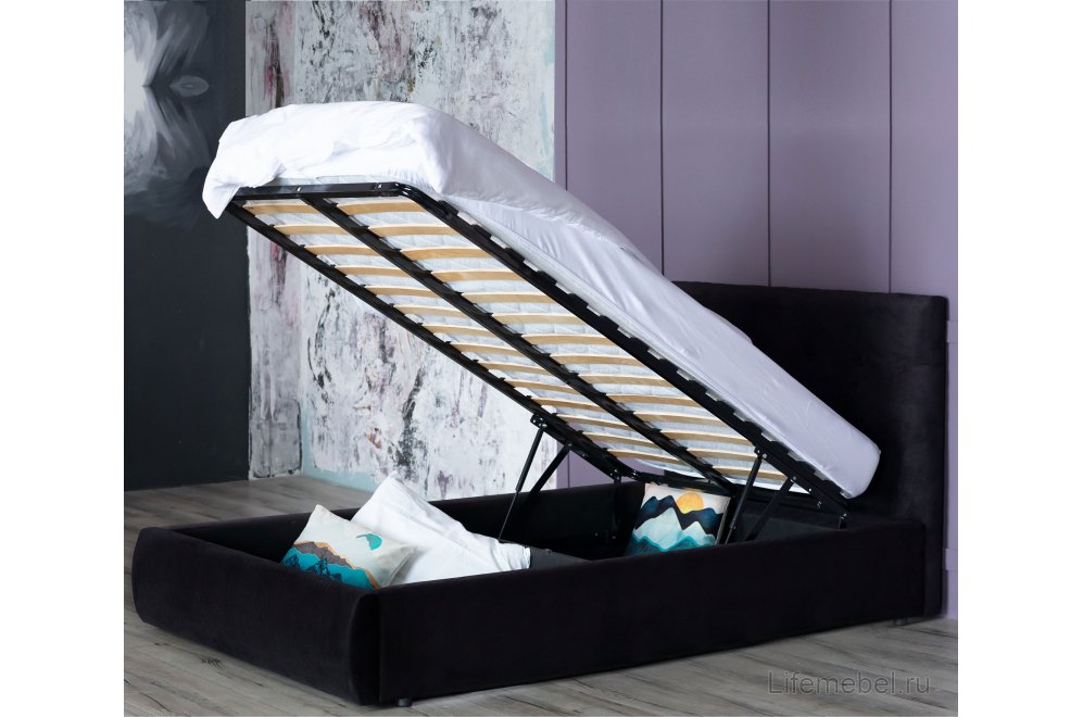 Полутораспальная кровать Selesta 120х200 с ПМ черный велюр