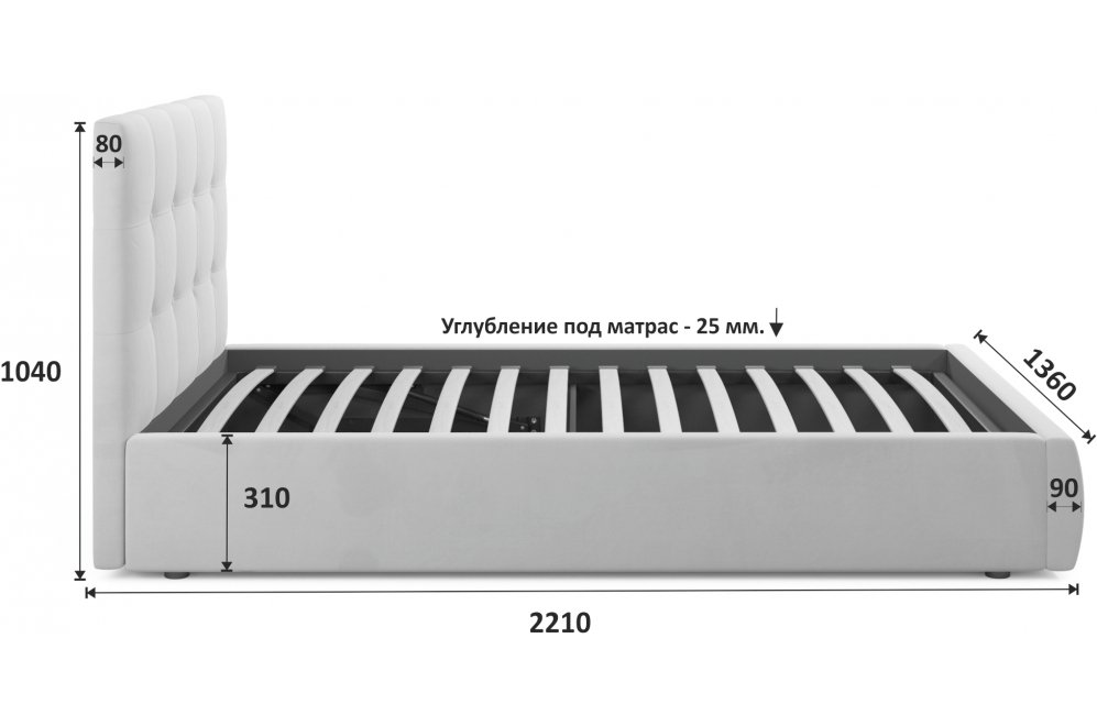 Полутораспальная кровать Selesta 120х200 с ПМ желтый велюр